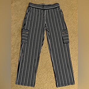 Robert Louis Striped Cargo Pants in Navy and White